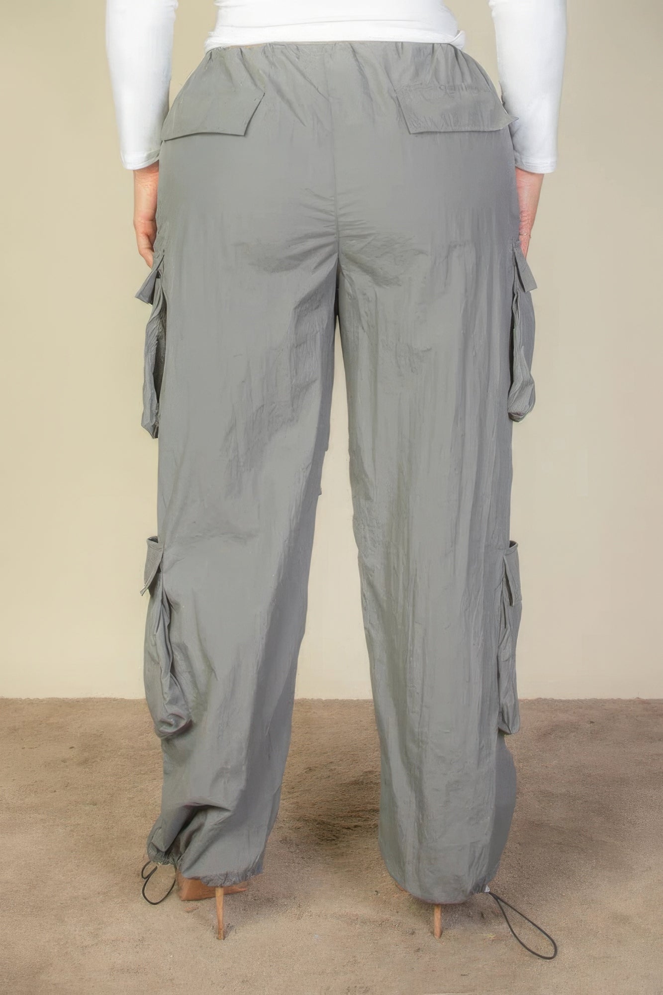 Drawstring Ruched Parachute Pants(plus)