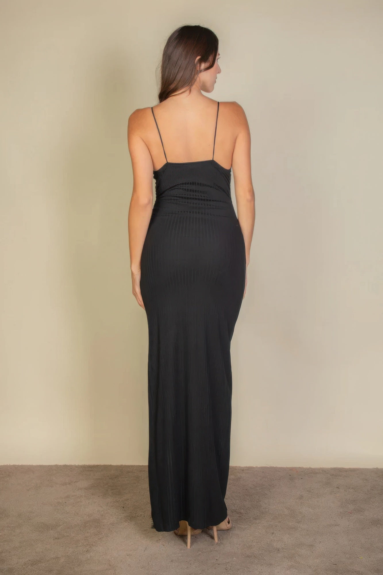 Lace Trim Split Thigh Cami Dress