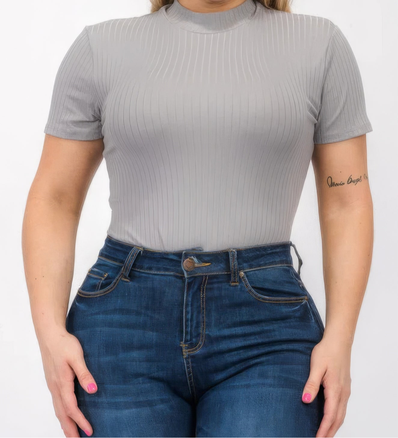 Ribbed Short Sleeve Bodysuit(plus)