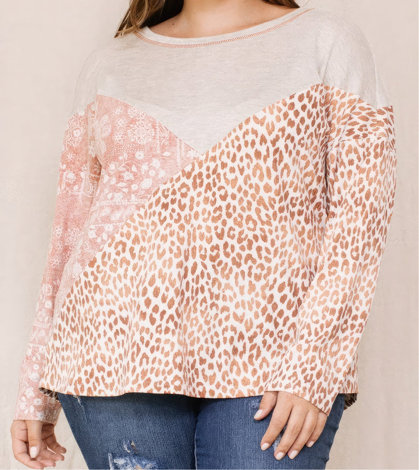 Print Block French Terry Top(plus)