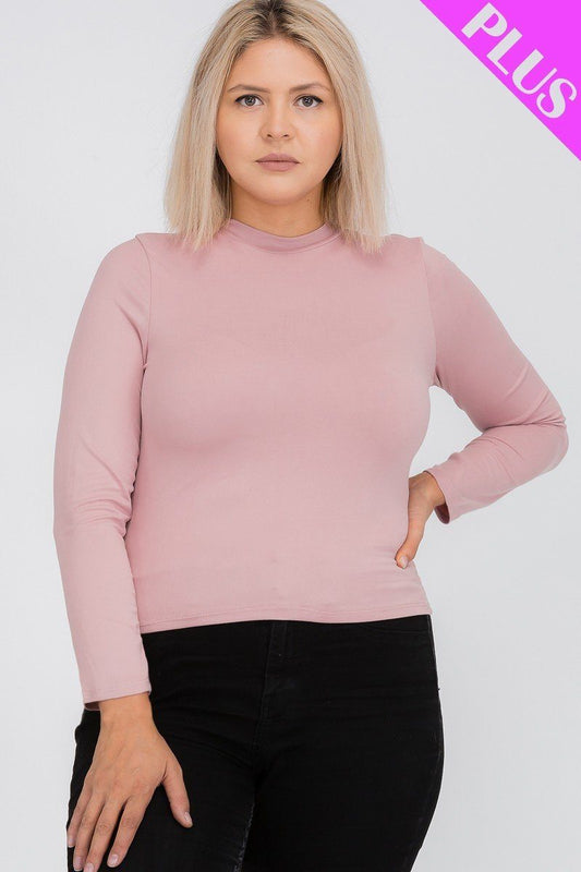 Mock Neck Solid Top(plus)