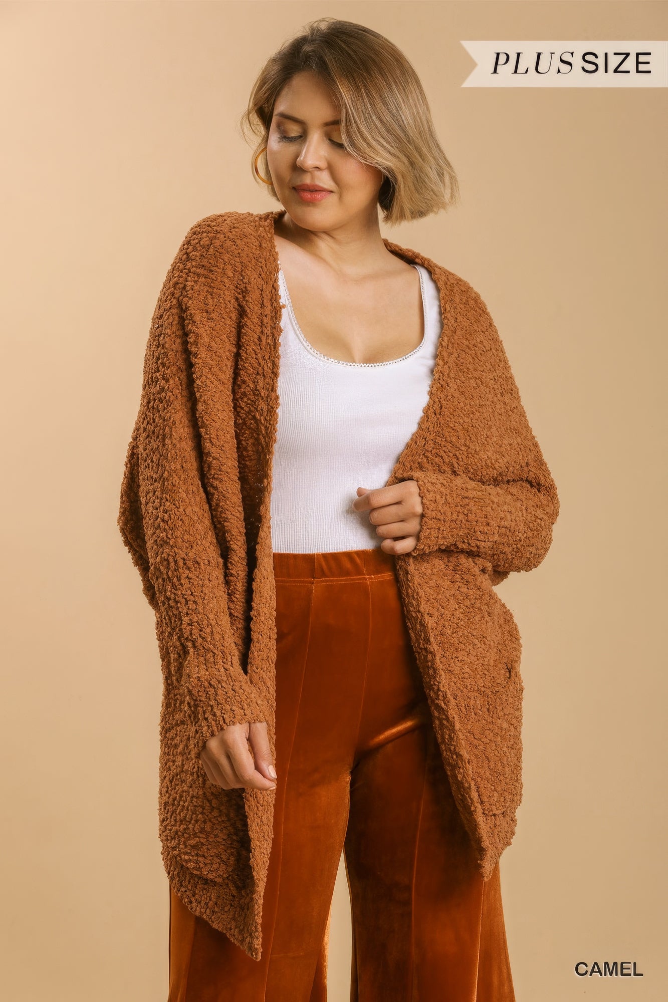 OversizedCardigan Sweater With Pockets(plus)