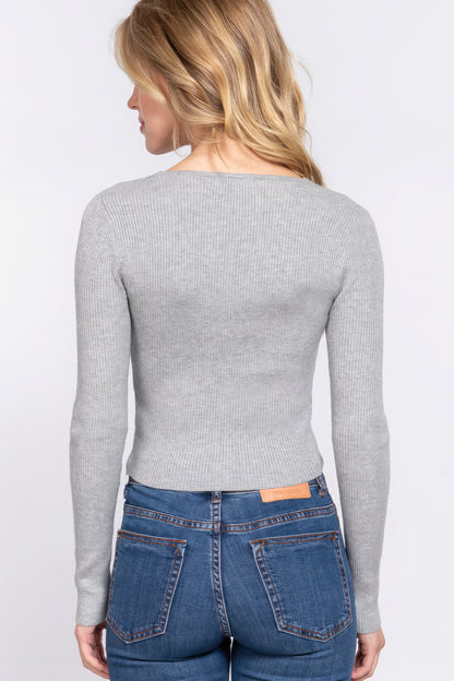 V-neck Tie long sleeve Top