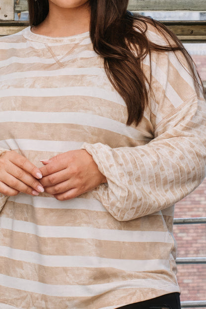 Stripe Printed French Terry Top(plus)