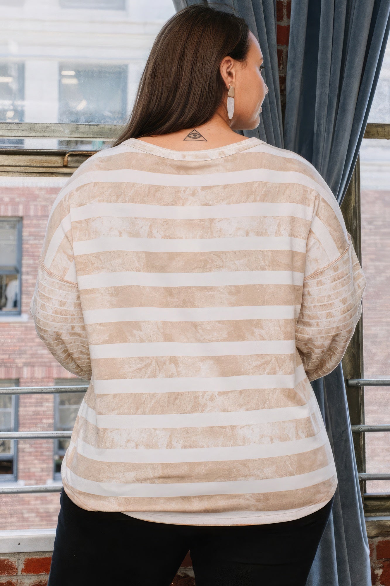 Stripe Printed French Terry Top(plus)