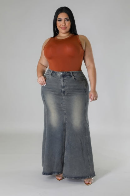 High-waisted Stretch Skirt(plus)