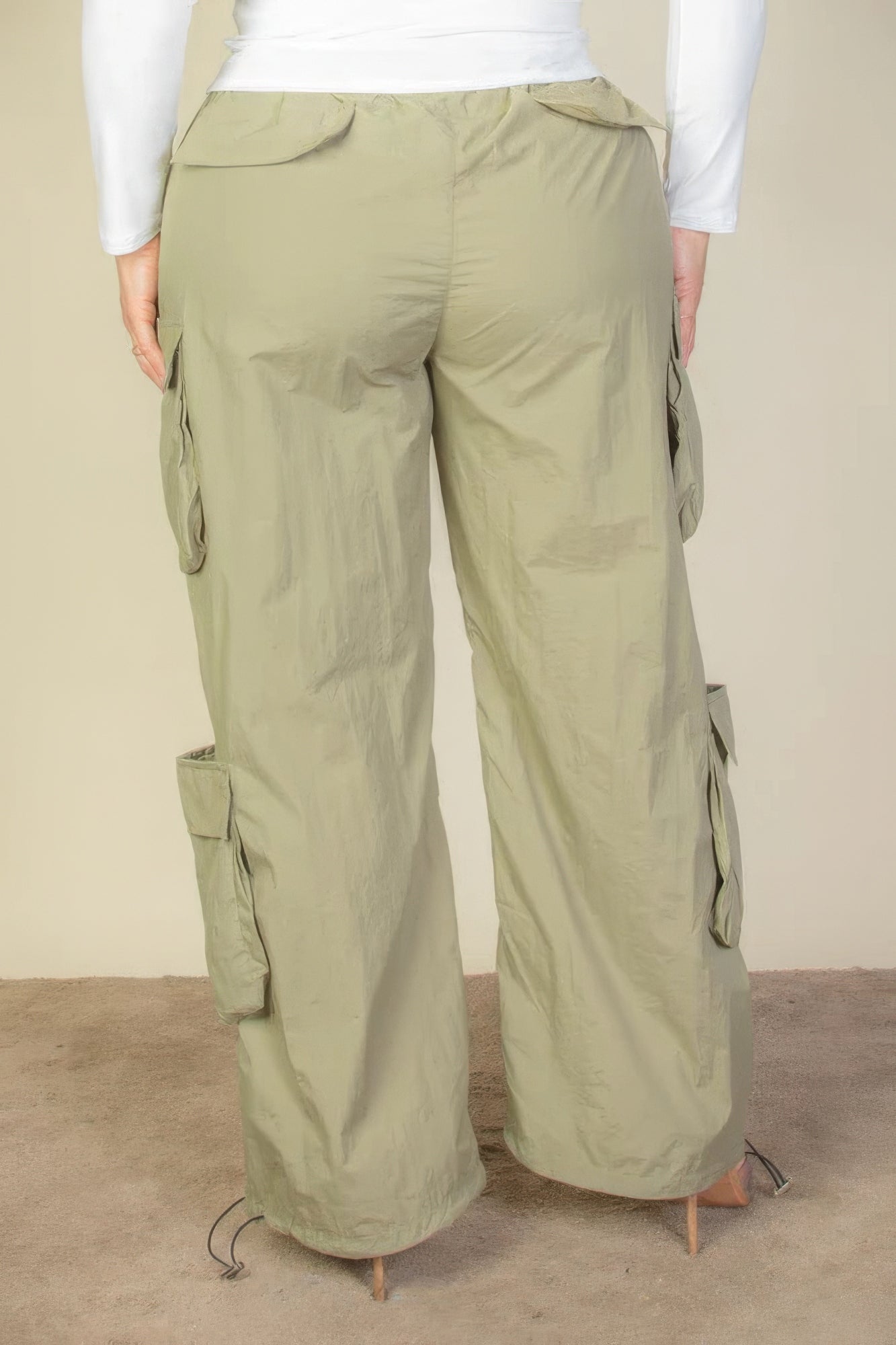 Drawstring Ruched Parachute Pants(plus)