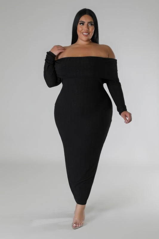 Off Shoulder Stretch Dress(plus)