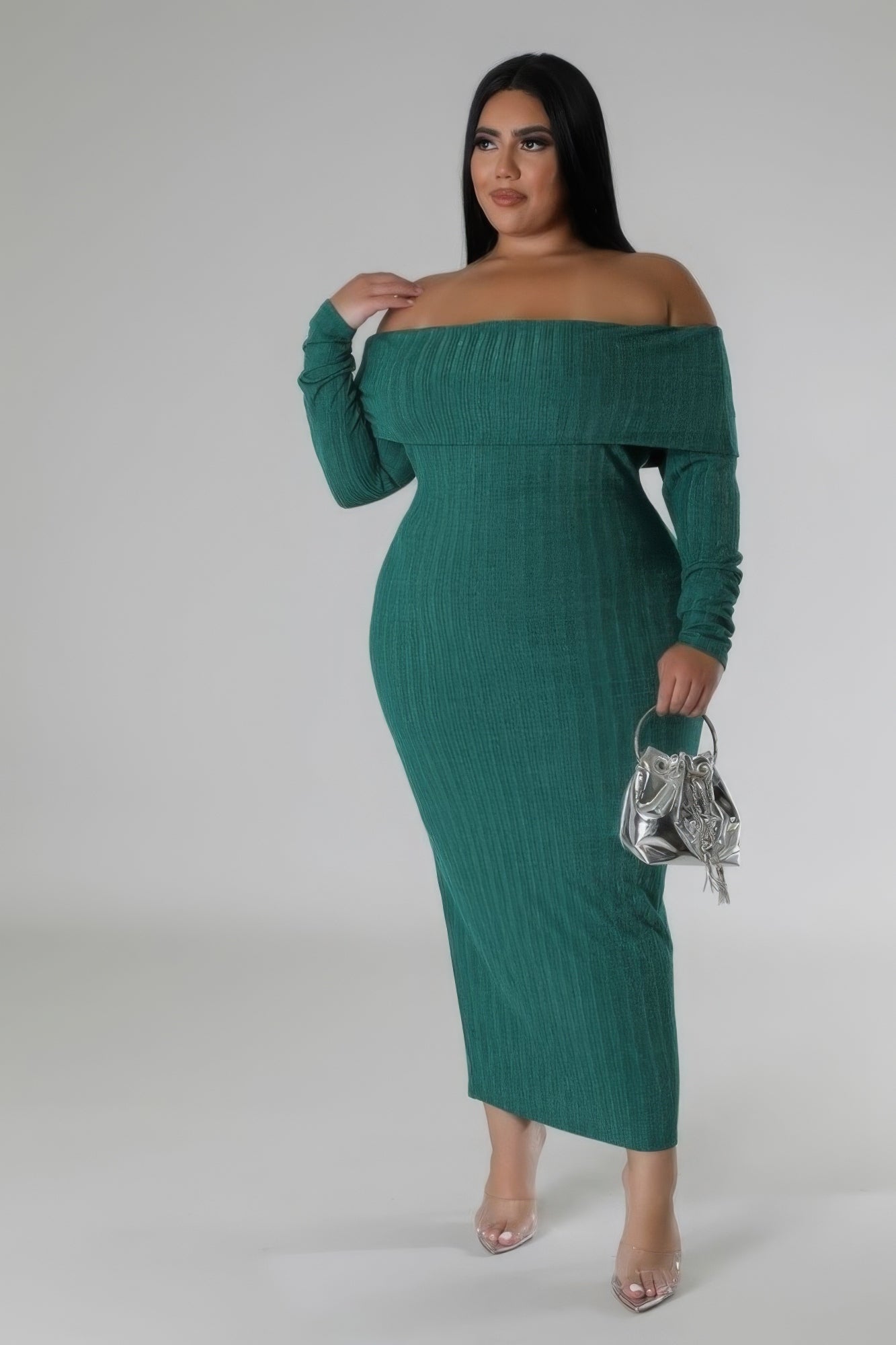 Off Shoulder Stretch Dress(plus)