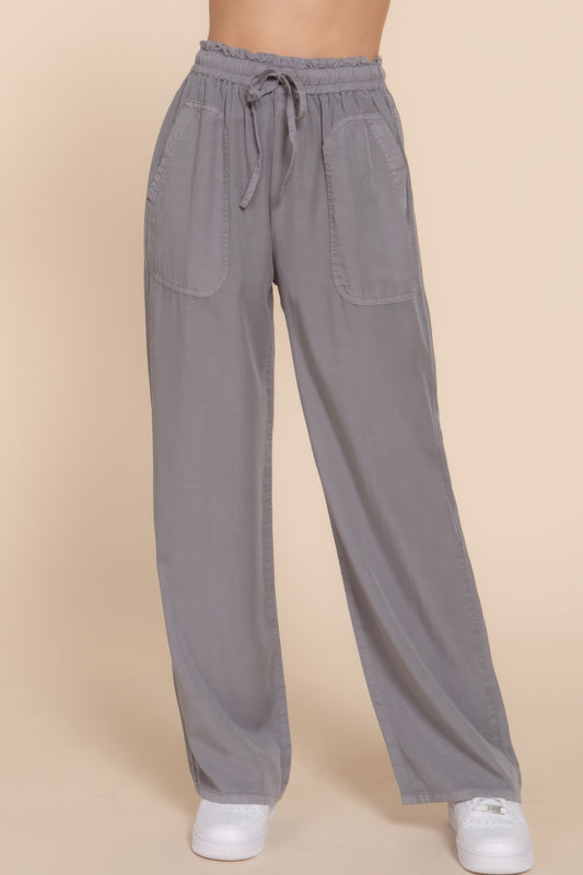 Elastic Waist Tencel Pants