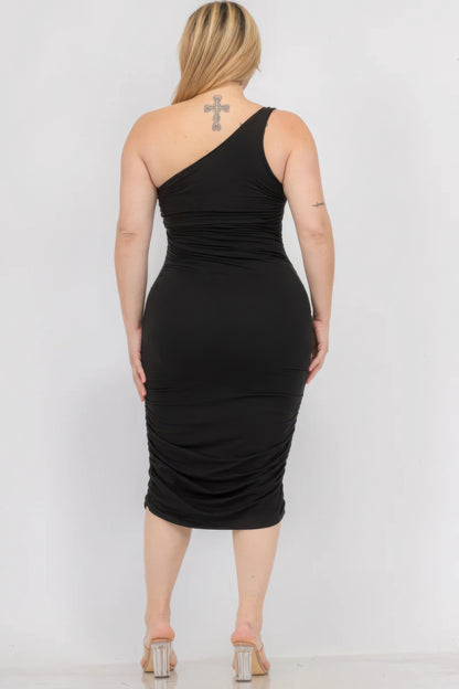 One Shoulder Midi Bodycon Dress(plus)