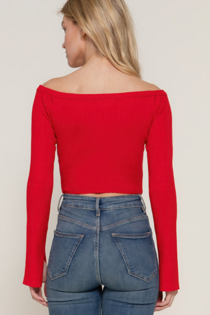 Long sleeve off shoulder sweater