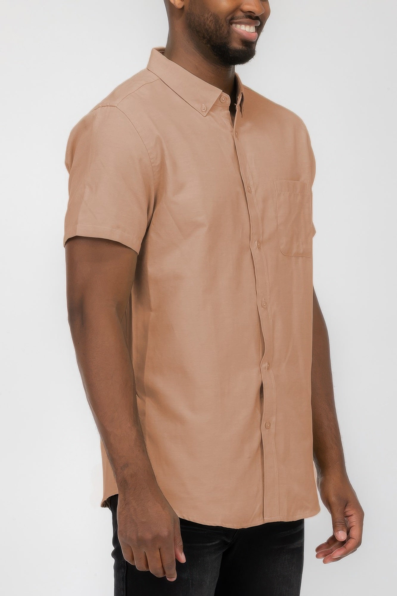 Men's Casual Short Sleeve Solid Shirt